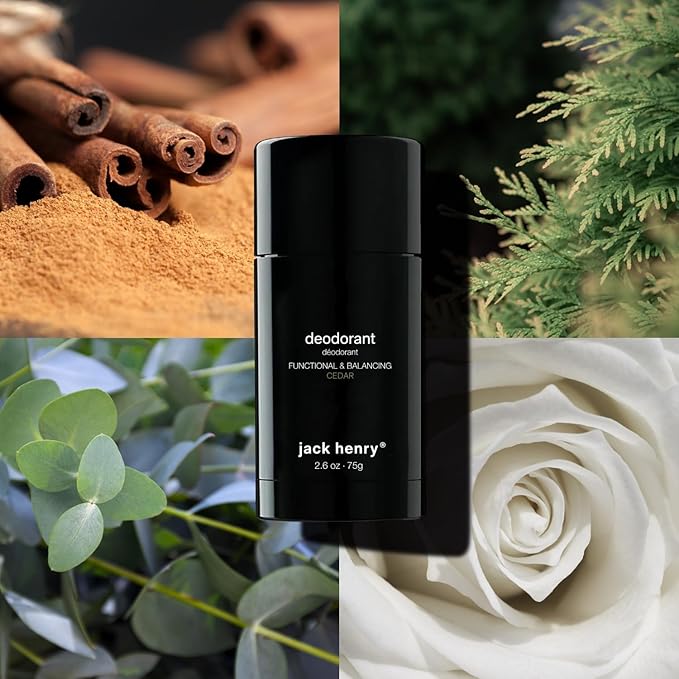 Jack Henry Natural Deodorant for Men & Women, Cedar Scent, Aluminum Free Deodorant with Shea Butter, Probiotics, Vegan Plant Based, Long Lasting, Baking Soda Free with Coconut MCT, 2.65 oz