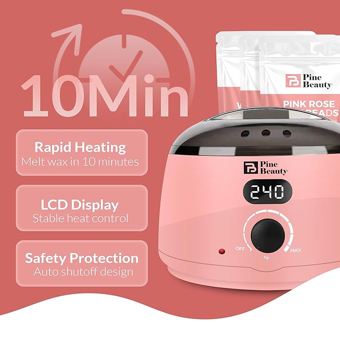 Hair Removal Warmer with Digital Temperature Control – Hard Bead Melting Machine for Women, Professional Home Kit with Pot, Fast Heating System Upgraded