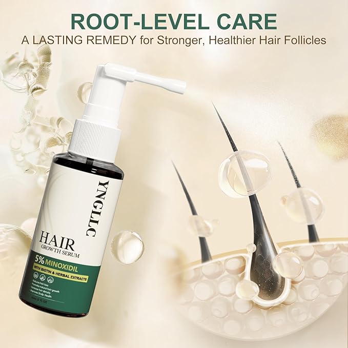 5% Minoxidil Hair Growth for Men and Women, Extra Strength Minoxidil Hair Loss Treatment Serum with Biotin & Herbal Extracts for Faster Thicker Stronger Hair Growth 60mL