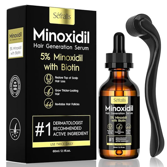 5% Minoxidil Hair Growth Oil for Men & Women - Extra Strength Regrowth Serum, Topical Hair Loss Treatment Serum, Thicker, Healthier Hair & Beard Growth Kit, 2.11 fl.oz