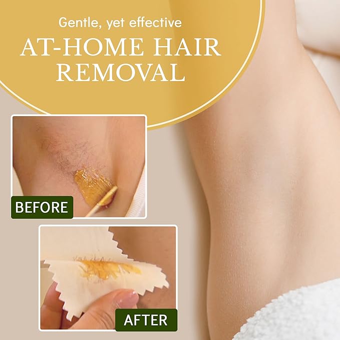 MOOM - Organic Sugar Wax Hair Removal Kit for Underarm, Face & Bikini, Infused with Tea Tree Oil, Includes Wax Strips & Sticks, Ideal for Sensitive Skin - 6 oz