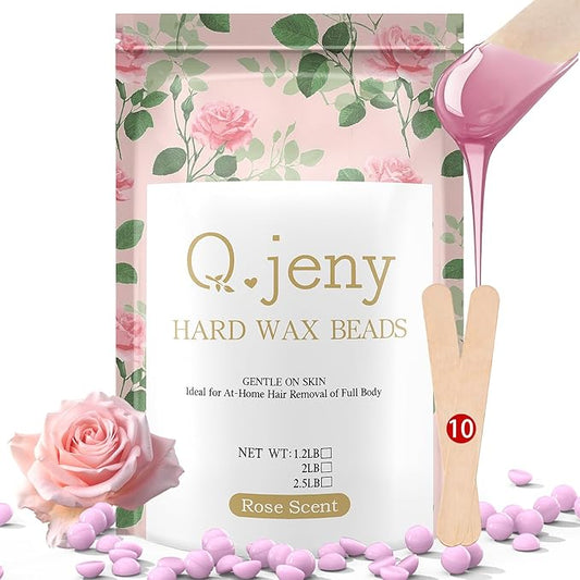 Wax Beads, Hard Wax Beads for Hair Removal, 2.5lb Waxing Beads with Rose Formula for Sensitive Skin Women Men, Brazilian Bikini, Face, Arms, Chest, Back, Legs, Eyebrows