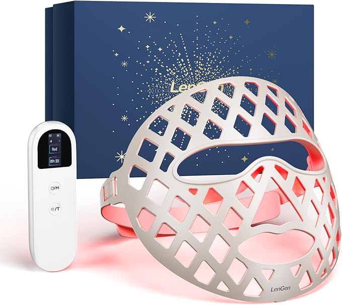 Red Light Therapy Face Mask with Infrared & LED Light – 4 Modes for Anti-Aging, Wrinkle Reduction, and Skin Rejuvenation – Lightweight, Rechargeable, Comfortable Design for Home Use