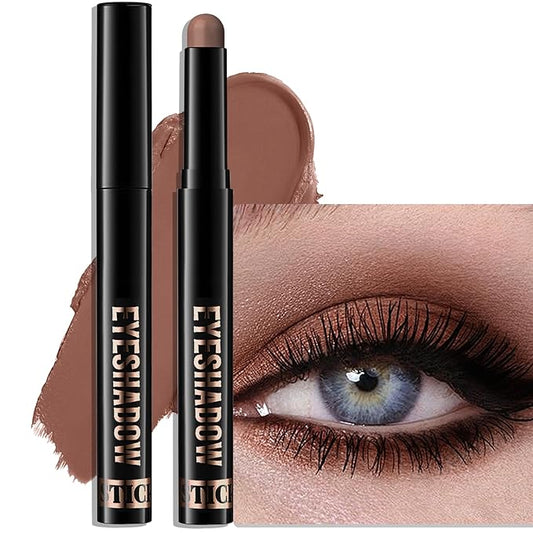 Cream Matte Eyeshadow Stick, Mocha Brown Eye Shadow Waterproof Eyeliner Brightener Pencil Crayon Long-Lasting Eye Highlighter Makeup for Women Easy to Use High Pigmented