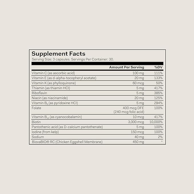 The Nue Co. Growth Phase Supplement, Supports Hair Growth, Reduces Breakage, Thicker & Fuller Hair, Contains Vitamins, Reishsi Mushrooms, Proteins & Adaptogens, Vegan, Gluten Free, 90 Capsules