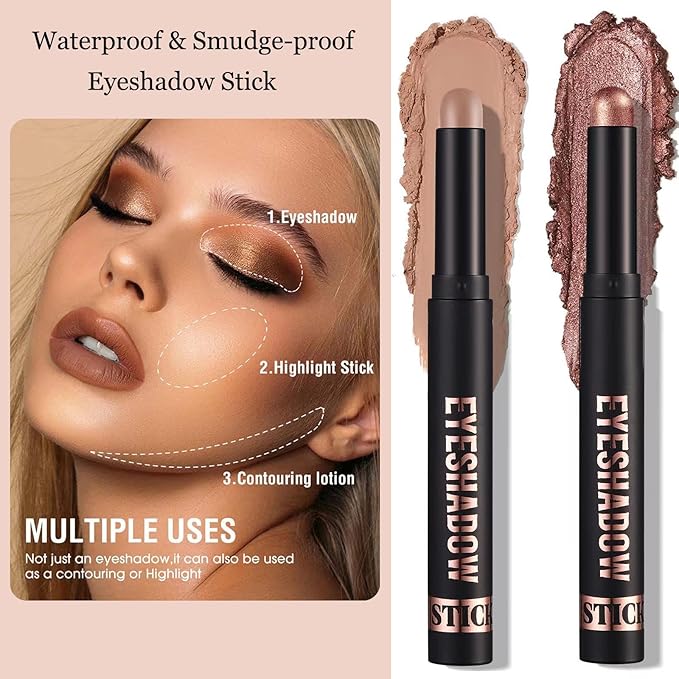 Matte Cream Eyeshadow Stick Nude Eye Shadow Sticks Waterproof Longwear Blendable High Pigmented Eyeshadow Pencil Crayon (19# Taupe Matte)