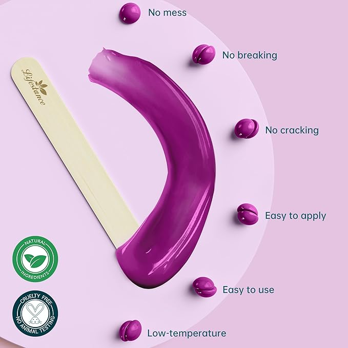 Lifestance Violet Waxing Beads, 1LB Coarse Hair Removal Wax Beans for Face, Eyebrow, Brazilian Bikini, Sensitive Skin at Home for Women and Men