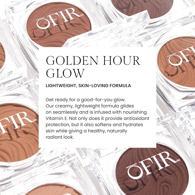OFIR Geo Sculpt Blendable Cream Bronzer | Buildable Radiant Finish with Vitamin E | Vegan & Cruelty Free Makeup Bronzer | Sun Kissed Glow Compact For Sculpting Cheekbones | Clay - Soft Tan, 0.24 oz