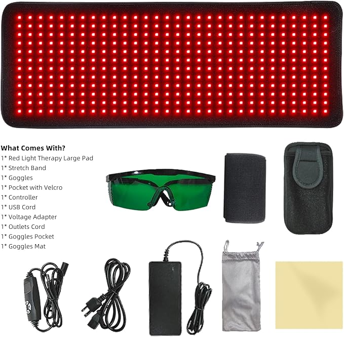 Red Light Therapy, Infrared Light Therapy 31.6" * 11.8" Large Wrap Pad 360LEDs for Body Back Waist Knee Joint Pain Relief, Muscle Repair, Decrease Inflammation, Ideal Gift