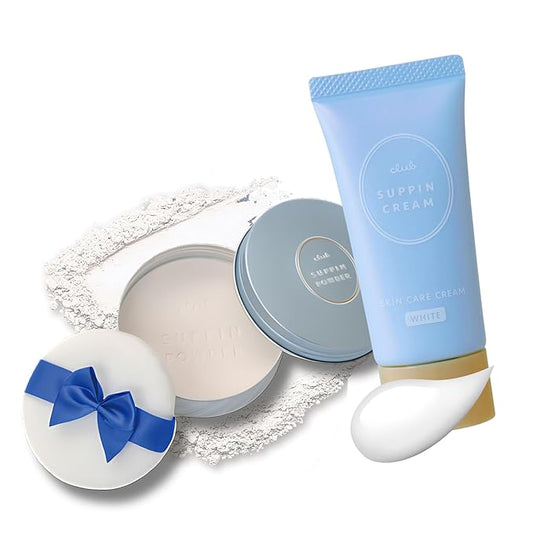 Suppin Setting Powder & Hydrating BB Cream for Women, Translucent Pressed Powder & Organic BB Cream Foundation with Shea Butter, Planted Protein & Collagen by Japanese Skincare, Innocent Floral