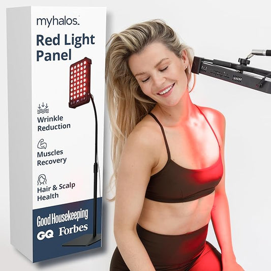MyHalos Medical Grade Red Light Therapy Panel with Stand - 660nm & 850nm Near Infrared Light Therapy Device for Face & Body - LED Therapy Lamp for Pain Relief & Skin Rejuvenation