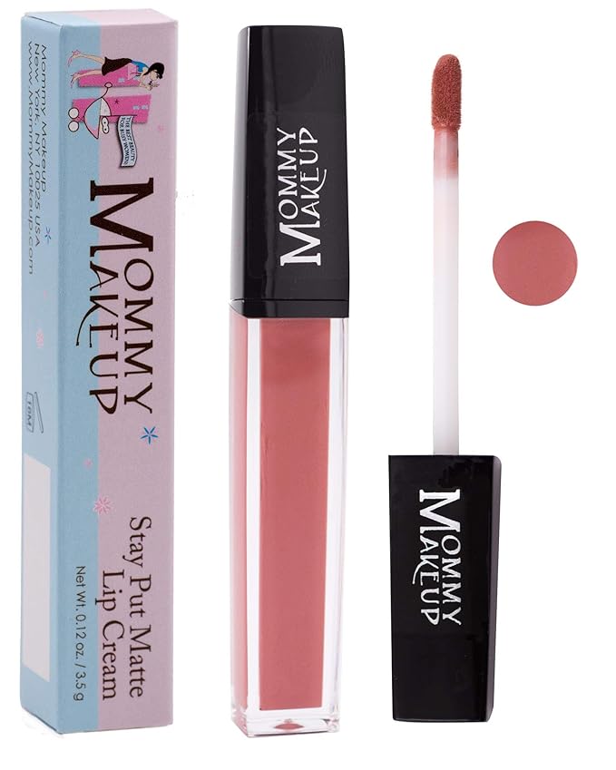 Mommy Makeup Stay Put Matte Lip Cream - Kiss-proof, Transfer-proof, Waterproof, Long Lasting Lipstick - Non-Drying Formula Infused with Vitamin E (Rosebud)