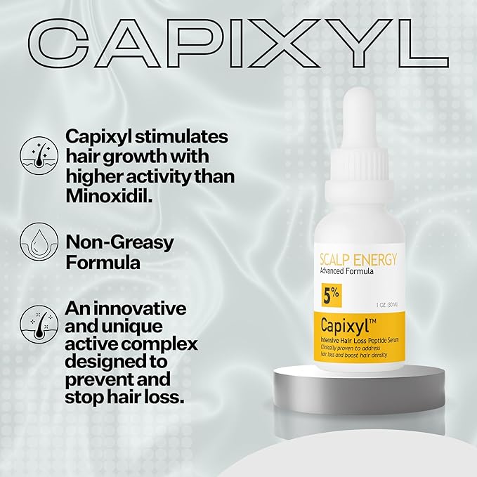 Peptide Vegan 5% Hair Growth Serum With Capixyl - Hair Growth Products for Men & Women Helps Reduce Hair Loss, Strengthen & Thicken Vegan Hair Serum for Thinning Hair