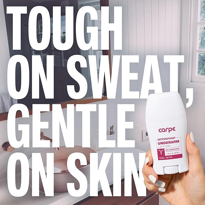 Carpe Underarm Antiperspirant and Deodorant, Clinical strength with Rose Water scent, Combat excessive sweating Stay fresh and dry, Great for hyperhidrosis