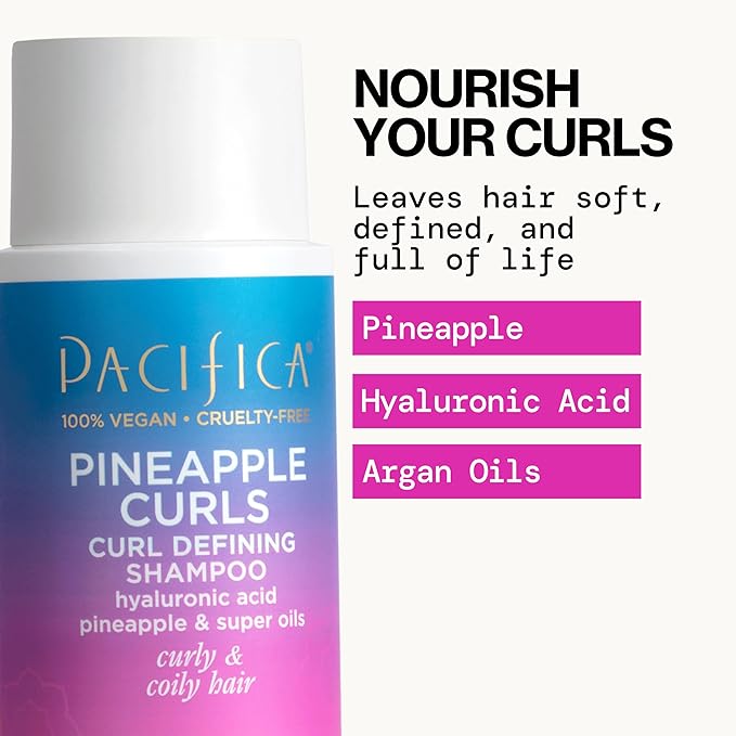 Pacifica Beauty 12.0 Fl Oz Pineapple Curls Curl Enhancing Shampoo - Hydrating & Frizz Control with Argan Oil & Hyaluronic Acid, Vegan + Cruelty Free