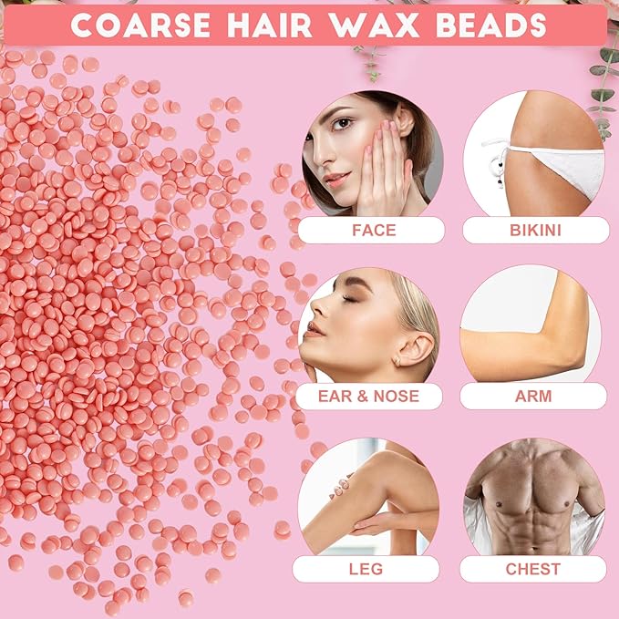 3.3 lb Hard Wax Beads Bulk for Hair Removal, Gentle Waxing Beans for Full-Body Sensitive Skin, Brazilian Bikini Face Leg Armpit Back Chest with 50 Sticks, For Women and Men Spa and Home Use, Lavender