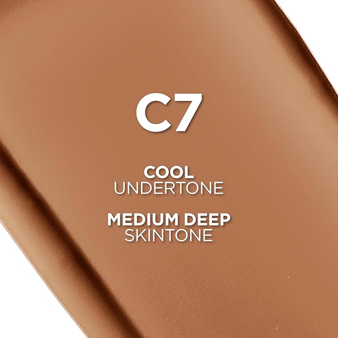 L'Oreal Paris True Match Super-Blendable Foundation, Medium Coverage Liquid Foundation Makeup, C7, Medium Deep, 1 Fl Oz (Pack of 2)