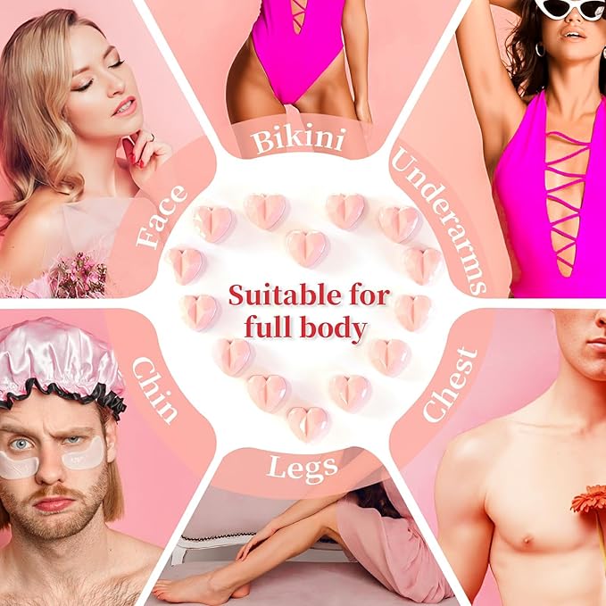 Chulan Hard Wax Beads, 900g Unscented Hypoallergenic Waxing Bead for Sensitive Skin, Heart-Shape Wax Beans for Coarse Hair Removal, Body, Brazilian Waxing, Facial, Bikini, Legs, Armpits Women Pink