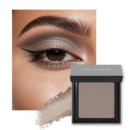 UCANBE Misty Taupe Single Eyeshadow Palette, Neutral Mini Matte Eye Shadow Powder, Highly Pigmented Professional Long-Lasting Waterproof Makeup Pallet for Daily Makeup, Office, Smoky Looks, Contouring