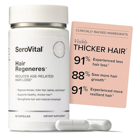 Serovital Hair Regeneres - Formulated for Women Seeking Enhanced Hair Growth - Supports Noticeable Decrease in Age-Related Hair Loss and Shedding - (60 Count)