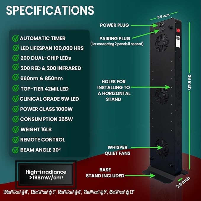 Red Light Therapy Device for Full Body & Face, 660nm & 850nm, Near Infrared Dual-Chip Clinical Grade LED Panel for Beautiful Skin, Weight & Pain Management and Overall Wellness (1000-Watts 200-LED)