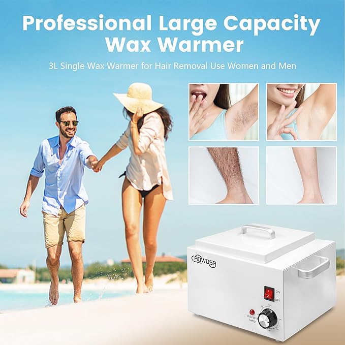 Single Wax Warmer Professional 3L Electric Wax Heater Machine Hold 5.5 Lbs Wax for Hair Removal, Large Wax Pot Paraffin Facial Skin Body SPA Salon Equipment with 100 Wax Sticks