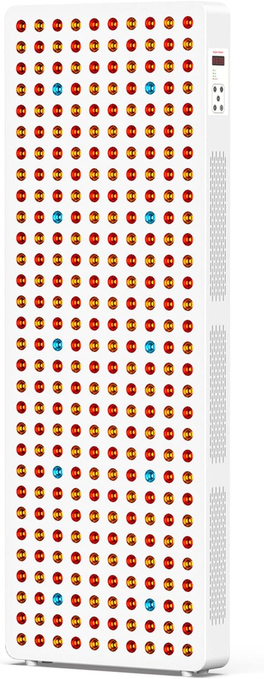 Red Light Therapy Full Body Panel, 480/630/660/810/830/850/1060nm 7 Wavelengths Blue Red Near Infrared Light Device with 300 Dual Chip Clinical Grade LEDs, Remote Control, Timer, BO-1500