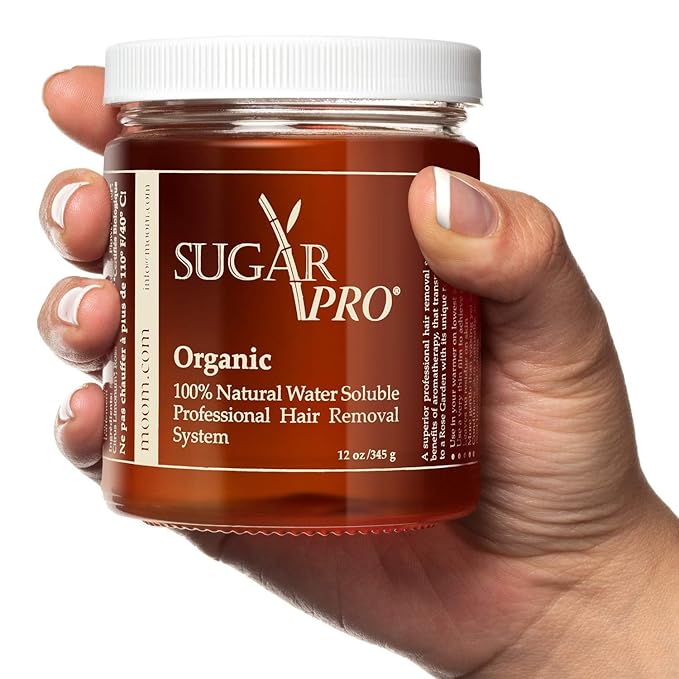 MOOM Sugar Pro - Organic Sugar Wax Hair Removal, Personal & Professional for Men & Women, Body, Armpit, Face, Bikini Leg 100% Natural & Washable Sugaring Wax 12 oz (2 Pack) Strips/Sticks NOT Included