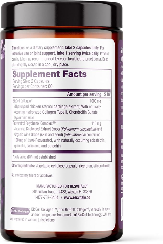 ResVitale Collagen Enhance - Beauty Supplement with Hyaluronic Acid & Resveratrol - 120 Capsules