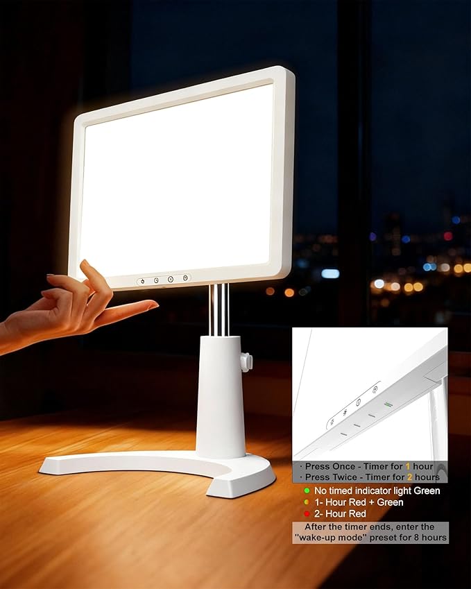 Light Therapy Lamp, 12000 Lux Full Spectum LED Sun Therapy Light with 3 in 1 Mount, Adjustable 10 Brightness/5 Color/Timer/Memory