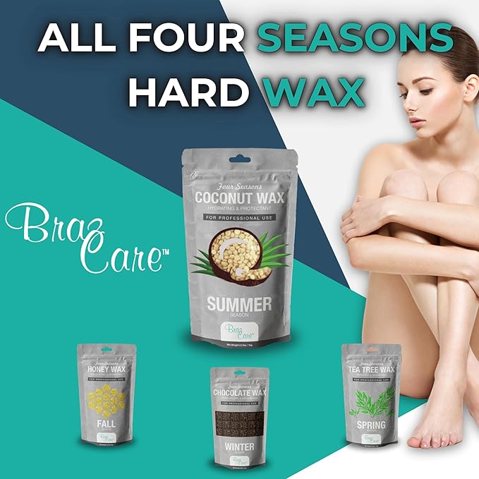 Hard Wax Beads for Hair Removal - 2.2lbs - Premium Coconut Wax for All Skin Types - Ideal for Sensitive Skin & Coarse Hair - Face, Bikini & Body Waxing