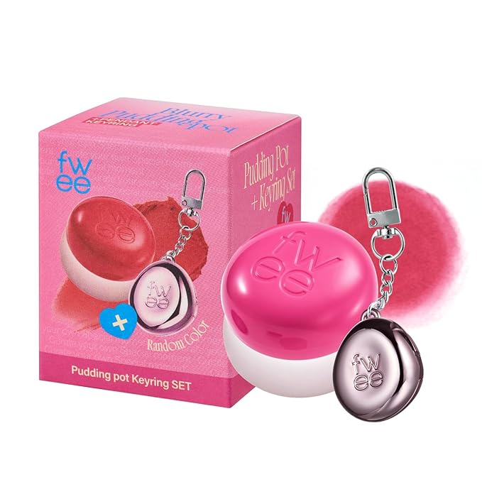 Blurry Pudding Pot + Keychain SET | Airbrushed Blush & Lip, Buildable Pigment, Long-lasting, Lightweight, Easy to Blend, Natural Soft Matte Finish Makeup – Cherry (Vibrant Pink) | 0.17 oz