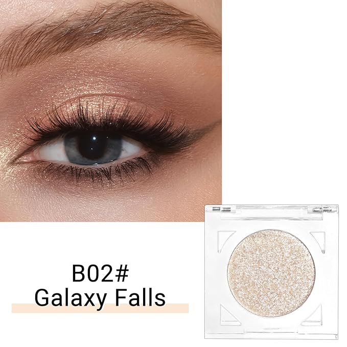 Erinde Glitter Shimmer Sparkle Eye Shadow Palette Makeup, Pearl White Silver Glitter Shimmer Metallic Holographic Iridescent Cream Iridescent Single Monochrome Eyeshadow Makeup, 02 Galaxy Falls