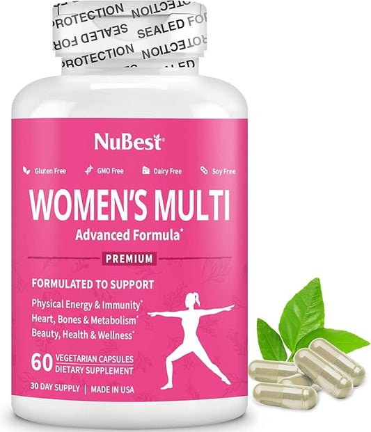 Multivitamin for Women with 39 Key Nutrients, Essential Vitamins, Minerals, Horny Goat Weed, Maca, Wild Yam, Red Clover, Cranberry, Arginine, Herbal Supplement | 60 Vegan Capsules | 1 Month Supply