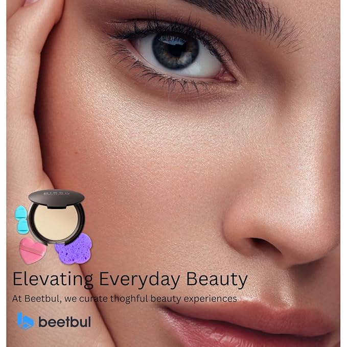 Beetbul Makeup & Exfoliation Kit - Bissú Compact Powder + 1 Medium Velvet Puff + 2 Finger Puffs + 1 Facial Exfoliating Sponge (12 Softan, One Size)