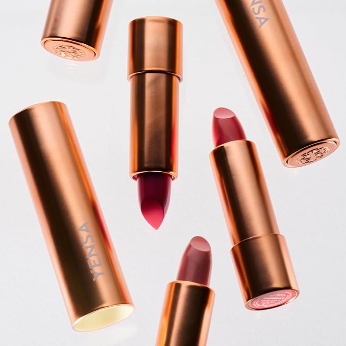 YENSA Vibrant Silk Hydrating Lip Stick - Long Lasting Lipstick with Hyaluronic Acid, Vitamin E & Super Oils - High Pigment Color & Semi Glossy Finish - Moisturizing Formula - Passion (0.12 oz)