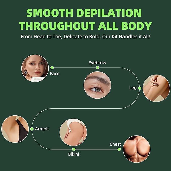 Waxing Kit for Women Men - Premium Digital Wax Melt Warmer Kit for Sensitive Skin Coarse Hair Removal - 14oz Hard Wax Beads & Silicone Liner - for Bikini Brazilian Body Face Leg - Home Wax Kit