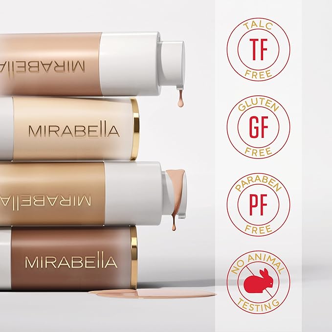 Mirabella Invincible For All HD Liquid Foundation - Anti-Aging Full Coverage Liquid Face Makeup - Moisturizing, Hydrating & Lightweight Foundation for All Skin Types (Fair F80)
