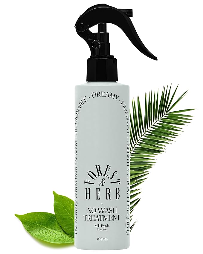 Milk Protein Intensive No-Wash Treatment - Korean Hair Perfume Serum Spray - Natural Green Herb Scent - Anti Frizz Detangler Mist for Curly, Dry & Damaged Hair, 6.76 fl.oz.