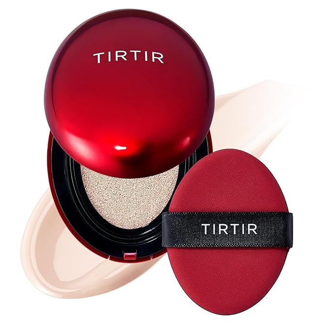 TIRTIR Mask Fit Red Cushion Foundation | Full coverage, Weightless, Skin fit, Satin Glow Finish, Korean Makeup BB Foundation, beauty, Tattoo cover up, Buildable (#13N Fair Ivory, 0.63 Fl Oz)