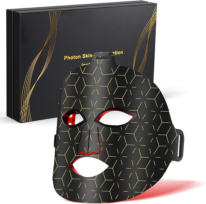 Red Light Therapy for Face, 8 Modes Portable Led Face Mask Light Therapy with Remote, Near-Infrared 850nm Wavelength with Timing Function for Anti-Aging Skincare at Home/Travel/Gift