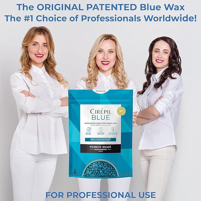 Cirepil - Blue - 400g / 14.11 oz Hard Wax Beads Bag - Face & Body Wax, Unscented & No Strip Needed - Perfect for Sensitive Skin & Brazilian Waxing - Fluid Gel Texture, Easy Hair-Removal