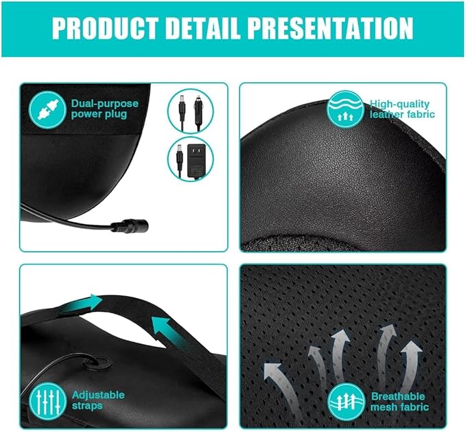 Shiatsu Back and Neck Massager with Heat, Deep Tissue Massage for Neck, Shoulder, Leg, Upper & Lower Back Pain Relief, Electric Massage Pillow, Used at Home, Car, Office，Gifts for Men Women Dad, Mom