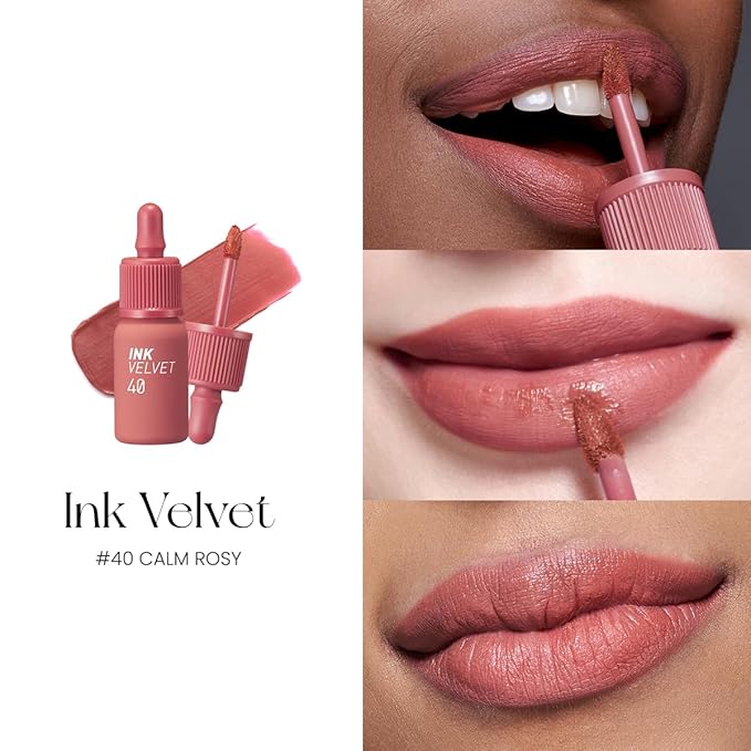 Peripera Ink the Velvet Lip Tint - High Pigment Color, Longwear, Weightless, Not Animal Tested, Gluten-Free, Paraben-Free (040 CALM ROSY)