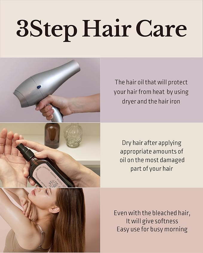 Milk Protein Intensive Perfume Hair Oil - Korean Anti Frizz Nourishing & Smoothing Hair Serum - Subtle Verbena Lavender Scent - with 10,000ppm Argan Oil & 6 Plant-Based Oils, 3.38 fl.oz.