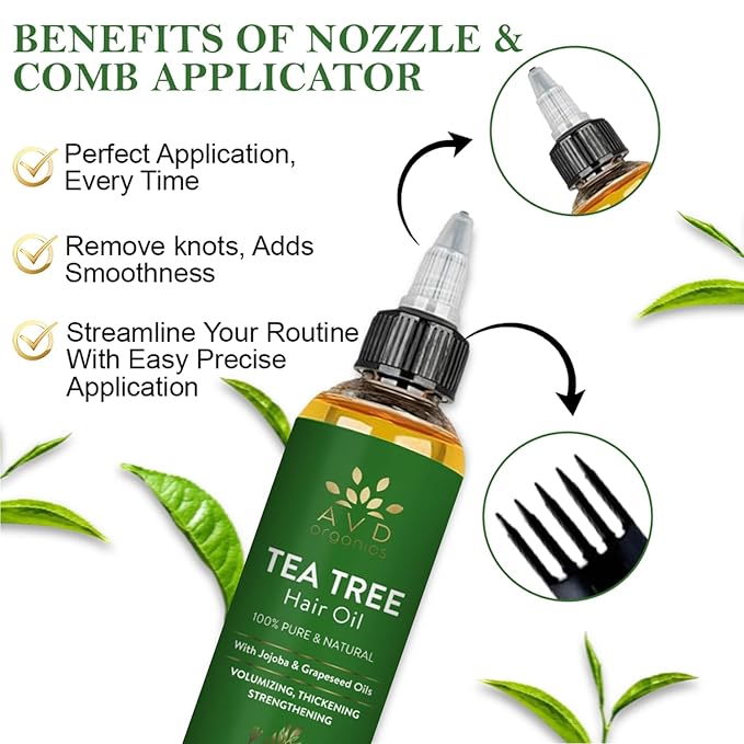 Tea Tree Oil for Hair 4.05 fl oz | With Jojoba & Grapeseed Oils | Soothes Itchy Scalp & Fights Dandruff | Moisturize Skin Strengthen Hair | Ideal for Both Men and Women | 4.05 fl oz