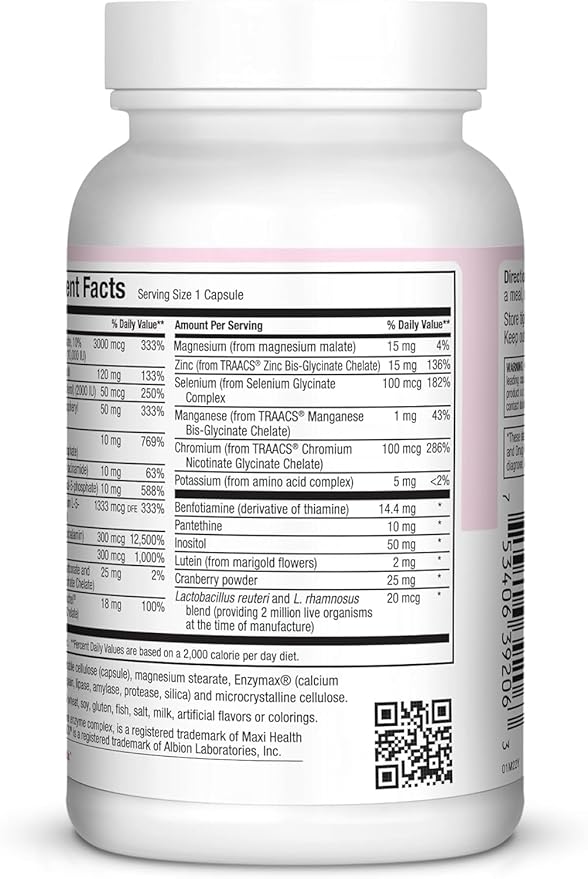 Womens Multivitamin – Essential Multivitamin for Women with 23 Key Vitamins C, D, B6, B12, Calcium, Probiotics, Biotin & More – Energy, Skin, Nails & Gut Health Support – Kosher (60 Capsules)