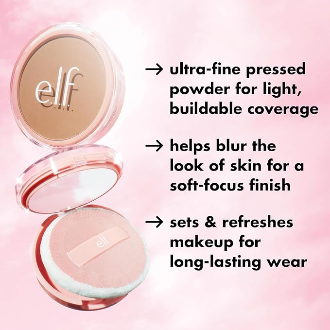 e.l.f. Halo Glow Powder Filter, Ultra-fine Finishing Powder, Smooths The Look of Pores & Fine Lines, Creates A Soft-Focus Glow, Vegan & Cruelty-Free, Light Warm