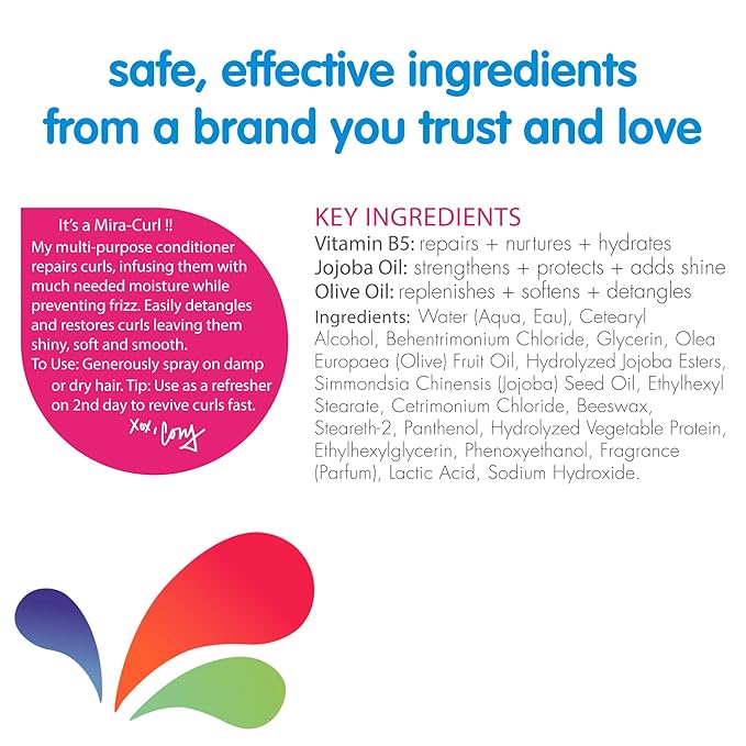 SoCozy Leave In Conditioner Spray (8 Fl Oz, Pack of 2) Detangler for Kids' Curly Hair, Tangle-Free Curls, Gentle & Nourishing with Keratin, Vitamin B5, Olive & Jojoba Oil, Paraben-Free