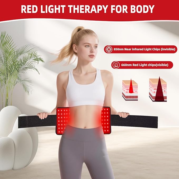Red Light Therapy Infrared Light Therapy Wrap Belt, 660nm 850nm Home Heating Light Therapy Wrap Belt, Infrared Red Light Therapy with Controller for Back, Waist, Joint Muscle Pain Relief